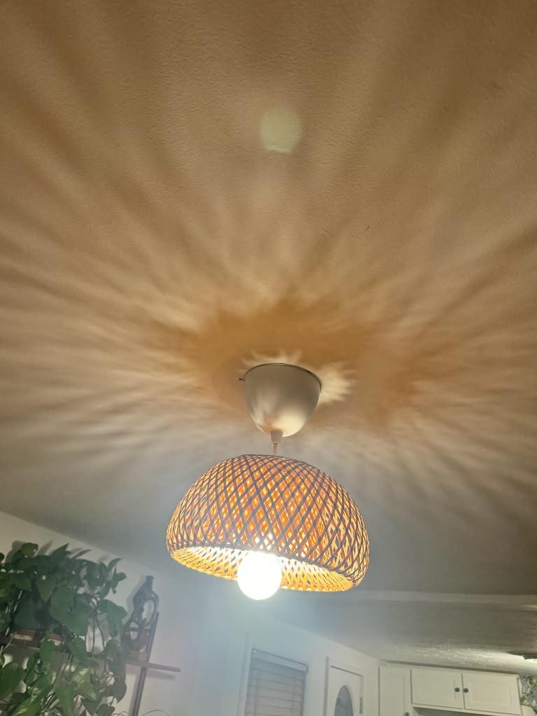 Woven pendant light fixture installation